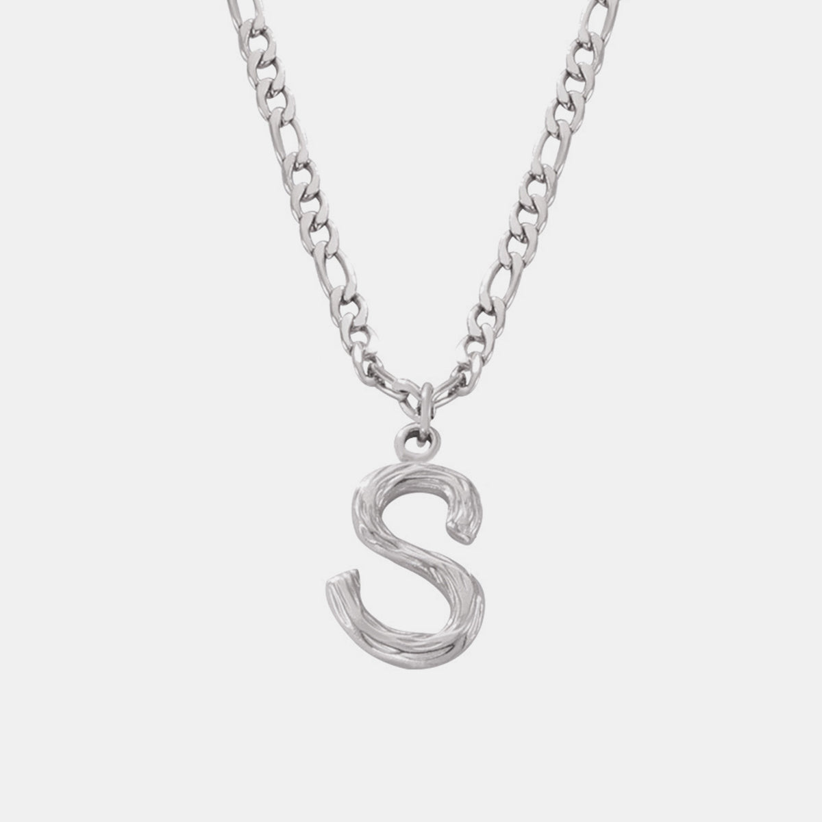 Titanium Steel Letter Pendant Necklace Style S One Size