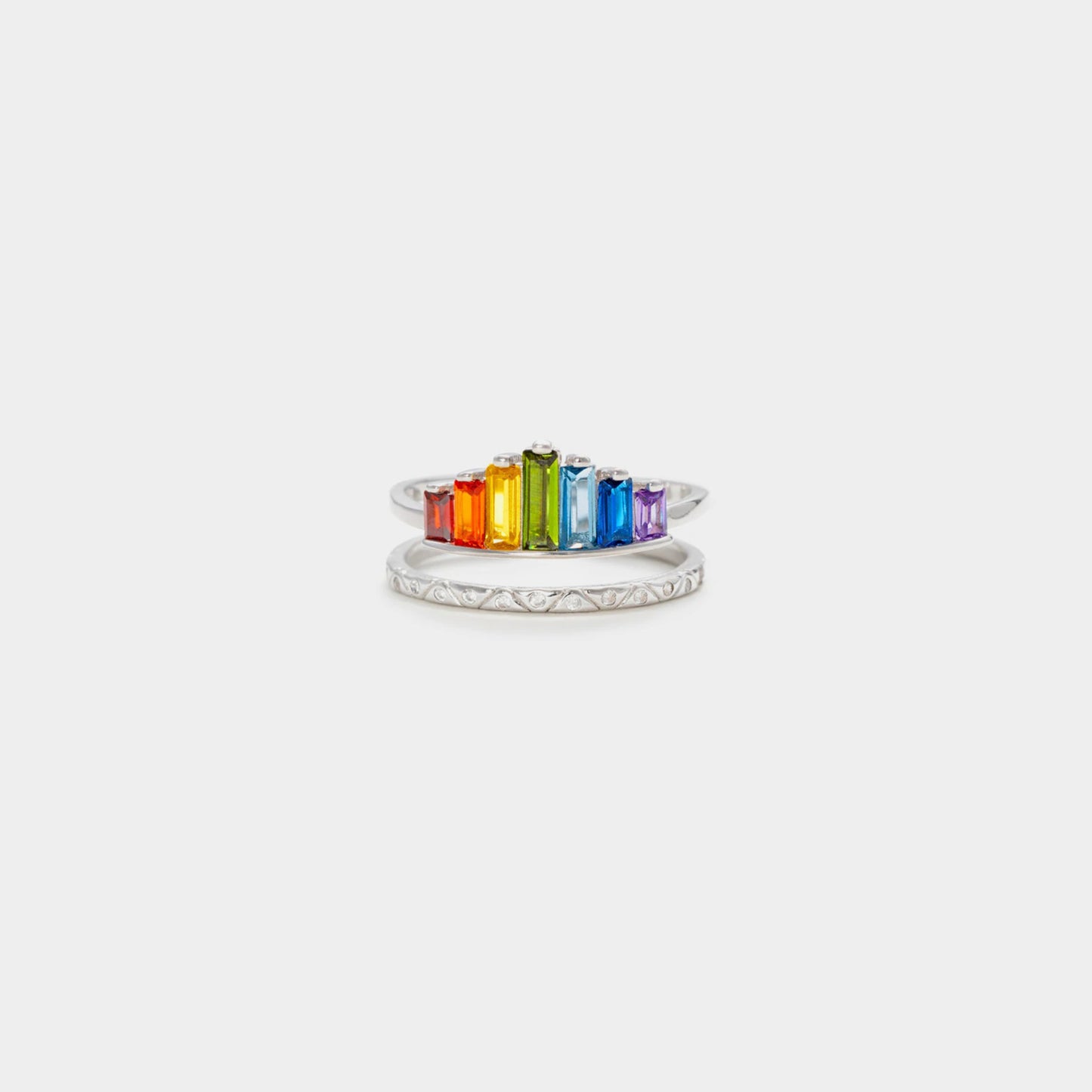 Zircon 925 Sterling Silver Double-Layered Ring Silver 7