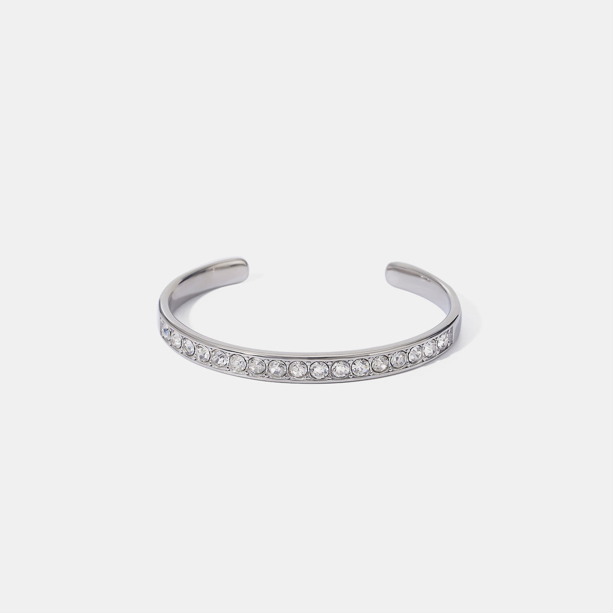 Stainless Steel Inlaid Zircon Bracelet Silver One Size