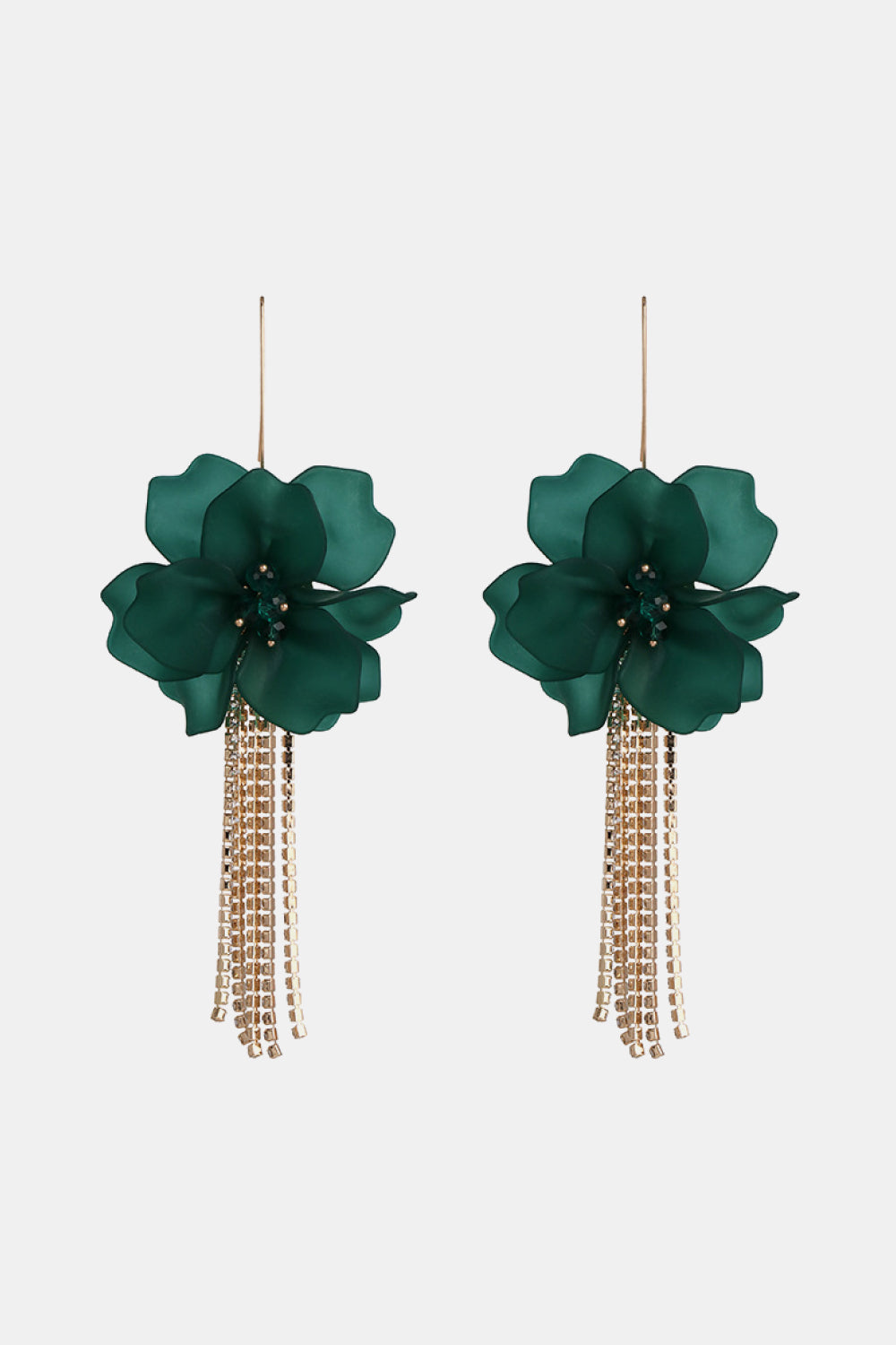 Flower Shape Acrylic Dangle Earrings Dark Green One Size