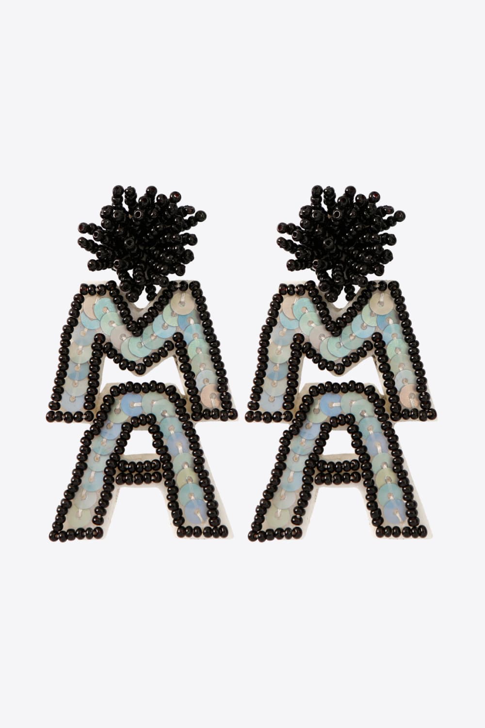MAMA Beaded Dangle Earrings Black One Size