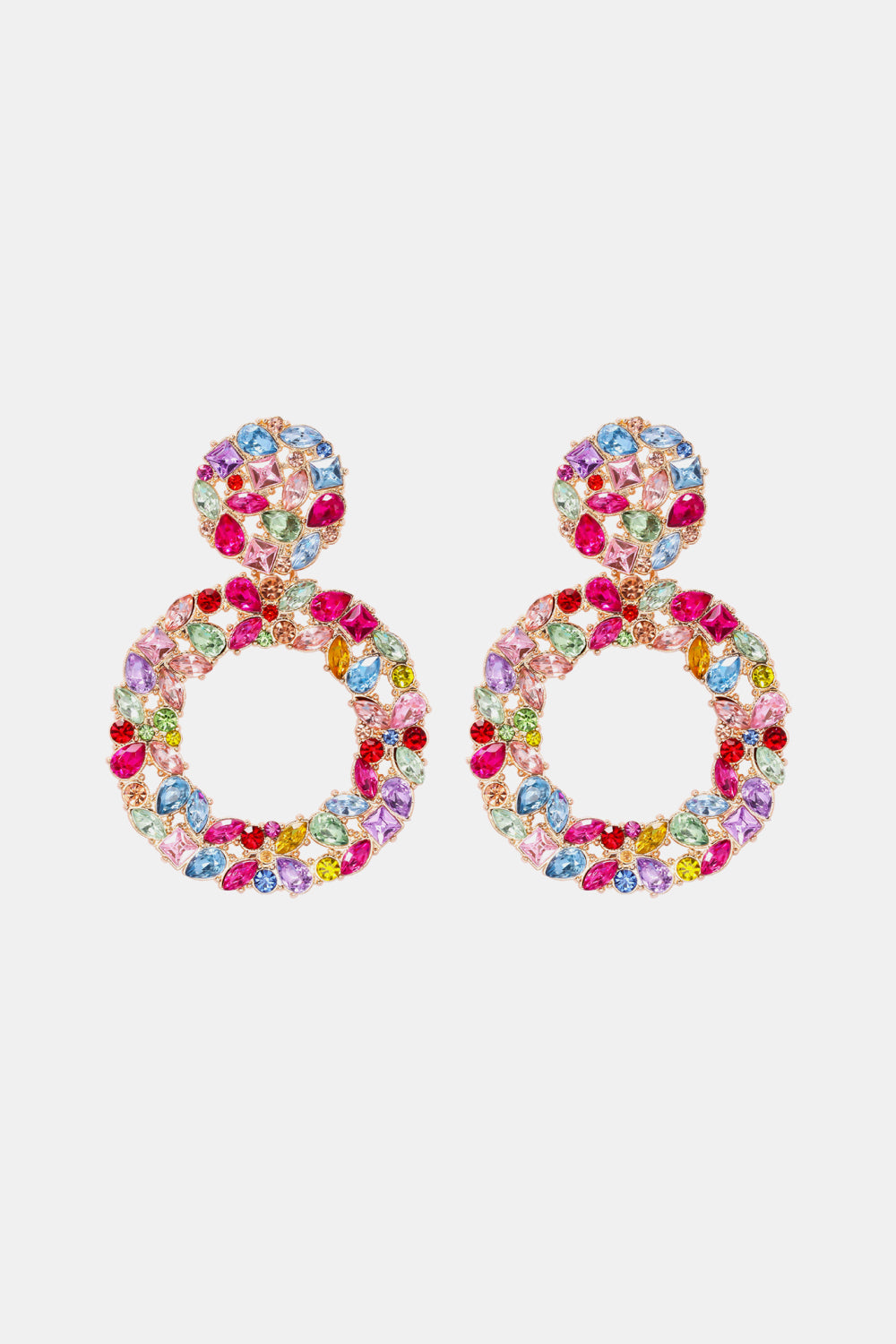 Round Shape Acrylic Dangle Earrings Multicolor One Size