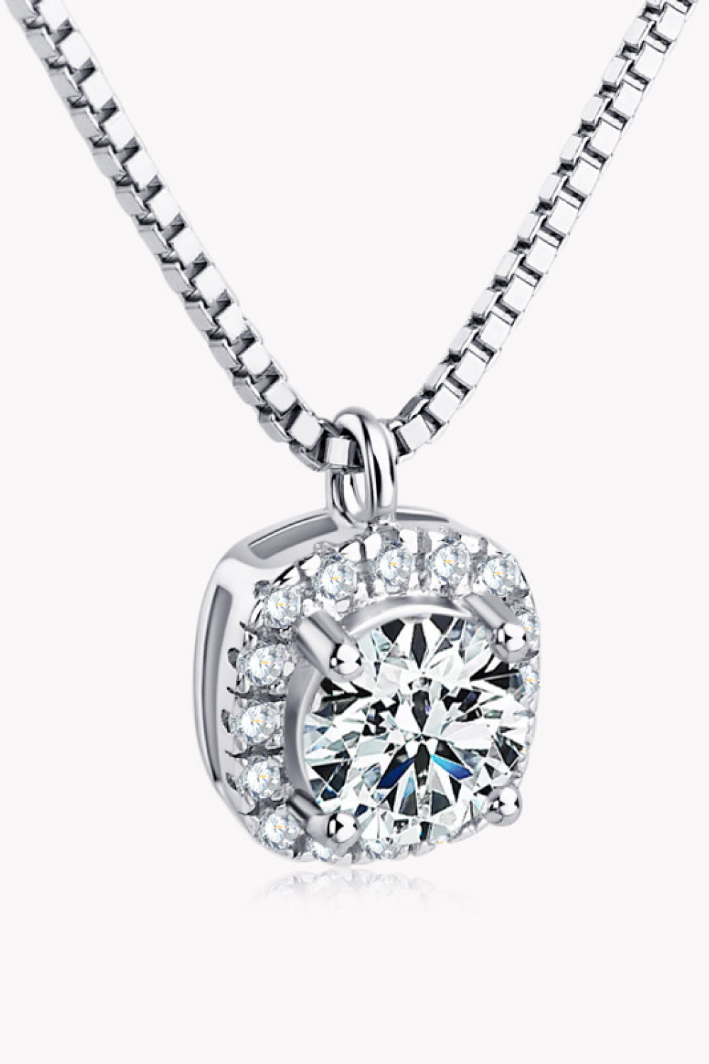 Moissanite Pendant Platinum-Plated Necklace Silver One Size