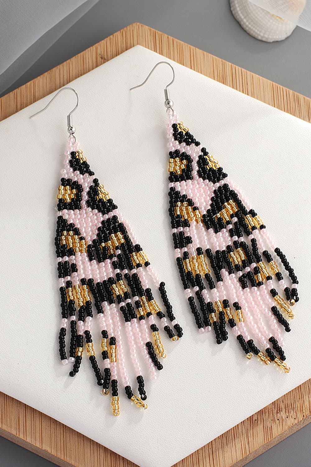 Beaded Dangle Earrings Blush Pink One Size