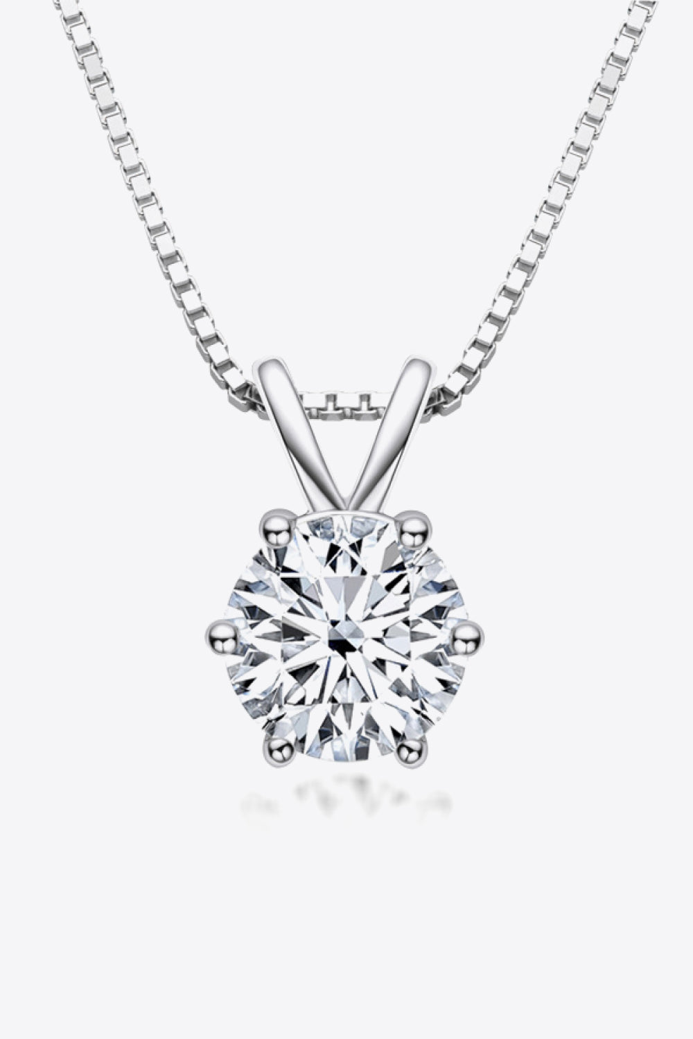 925 Sterling Silver 1 Carat Moissanite Pendant Necklace Silver One Size