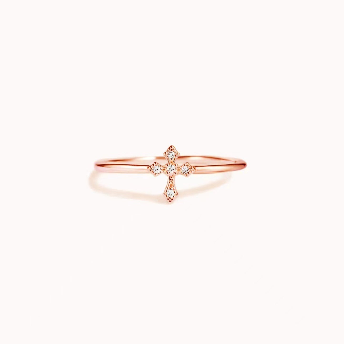 925 Sterling Silver Cross Ring Rose Gold