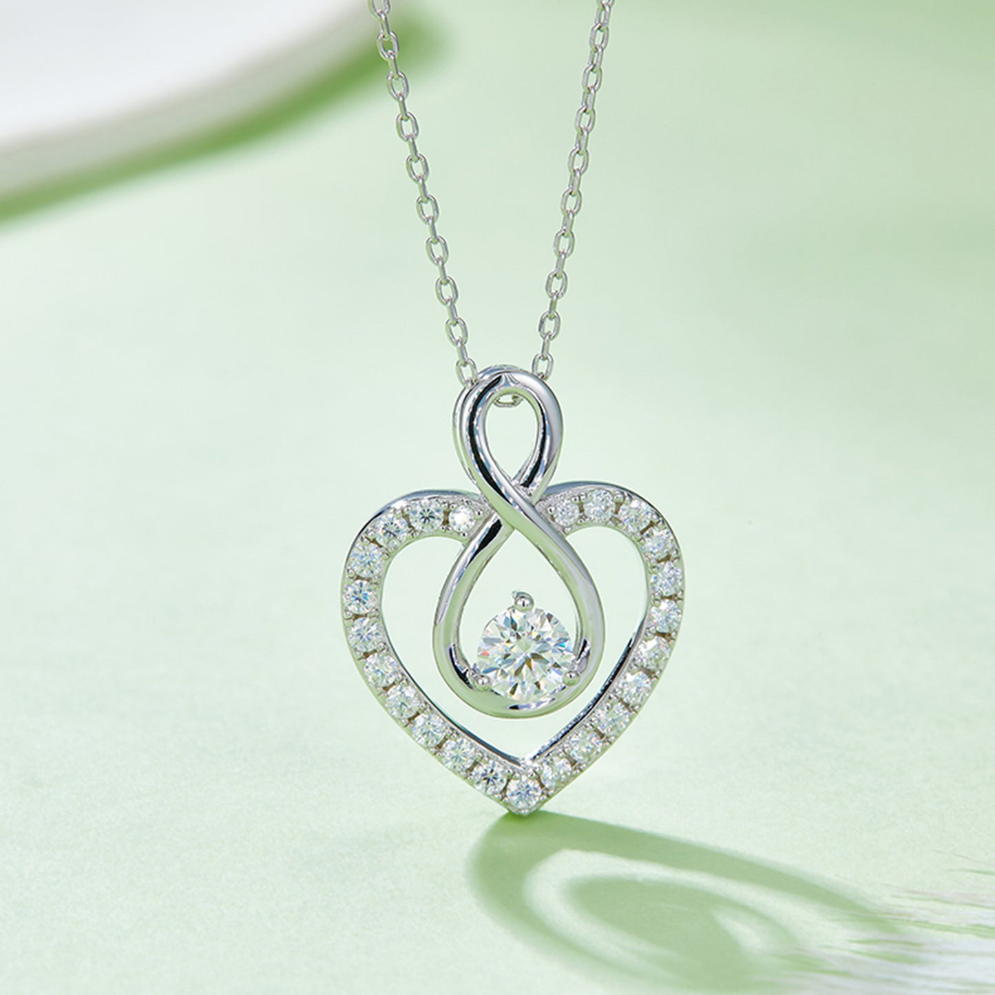 1 Carat Moissanite 925 Sterling Silver Heart Shape Necklace Silver One Size