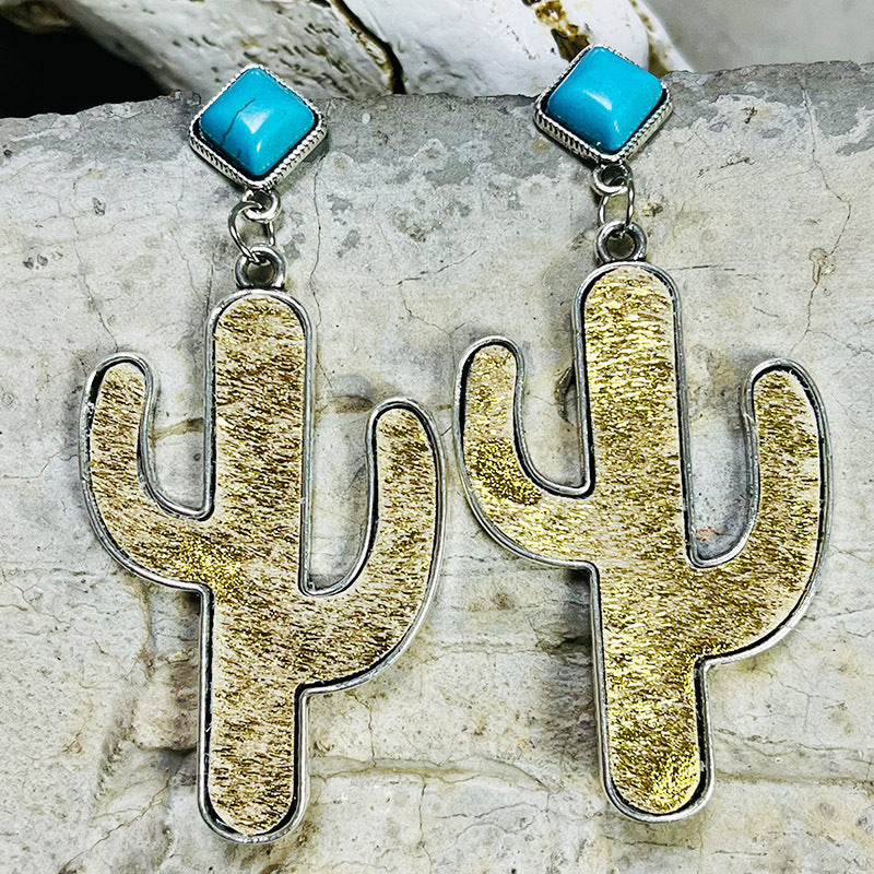 Turquoise Cactus Earrings Olive One Size