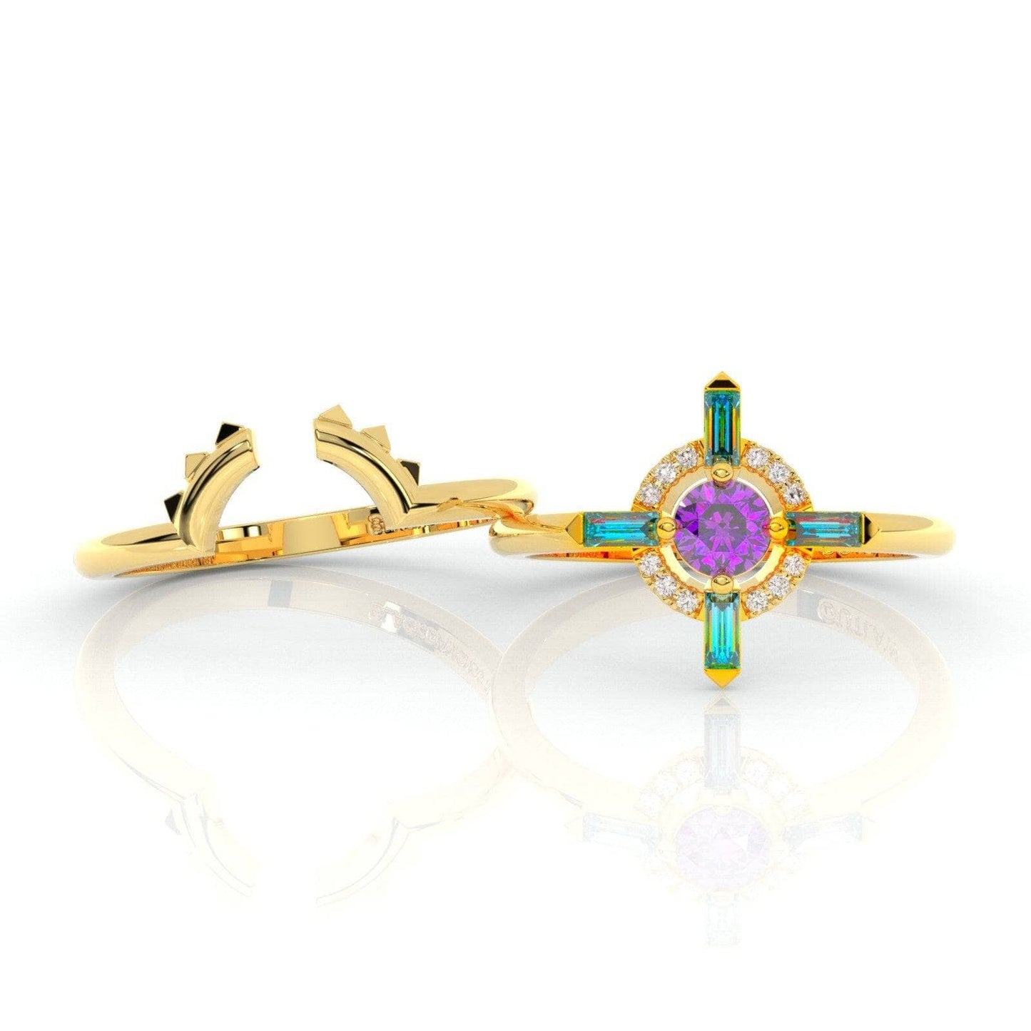 Outlaw's Ring Set- 14k Yellow Gold Video Game Inspired Rings