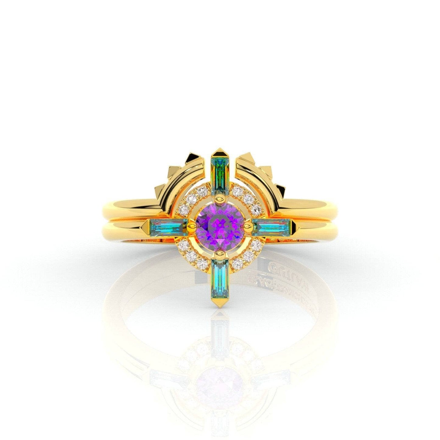 Outlaw's Ring Set- 14k Yellow Gold Video Game Inspired Rings