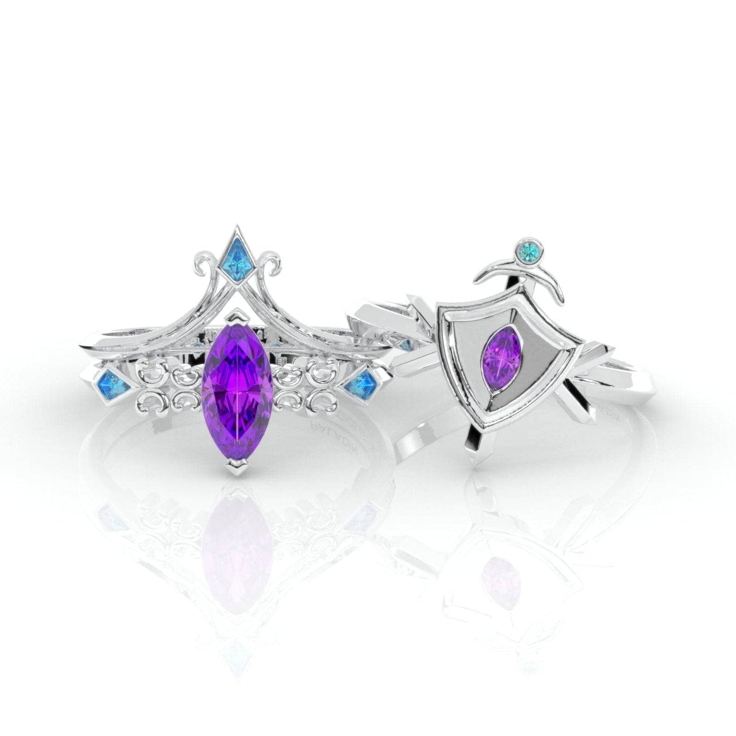 Paladin's 2-piece Ring Set (Women)- 14k Yellow Gold Video Game Inspired Rings