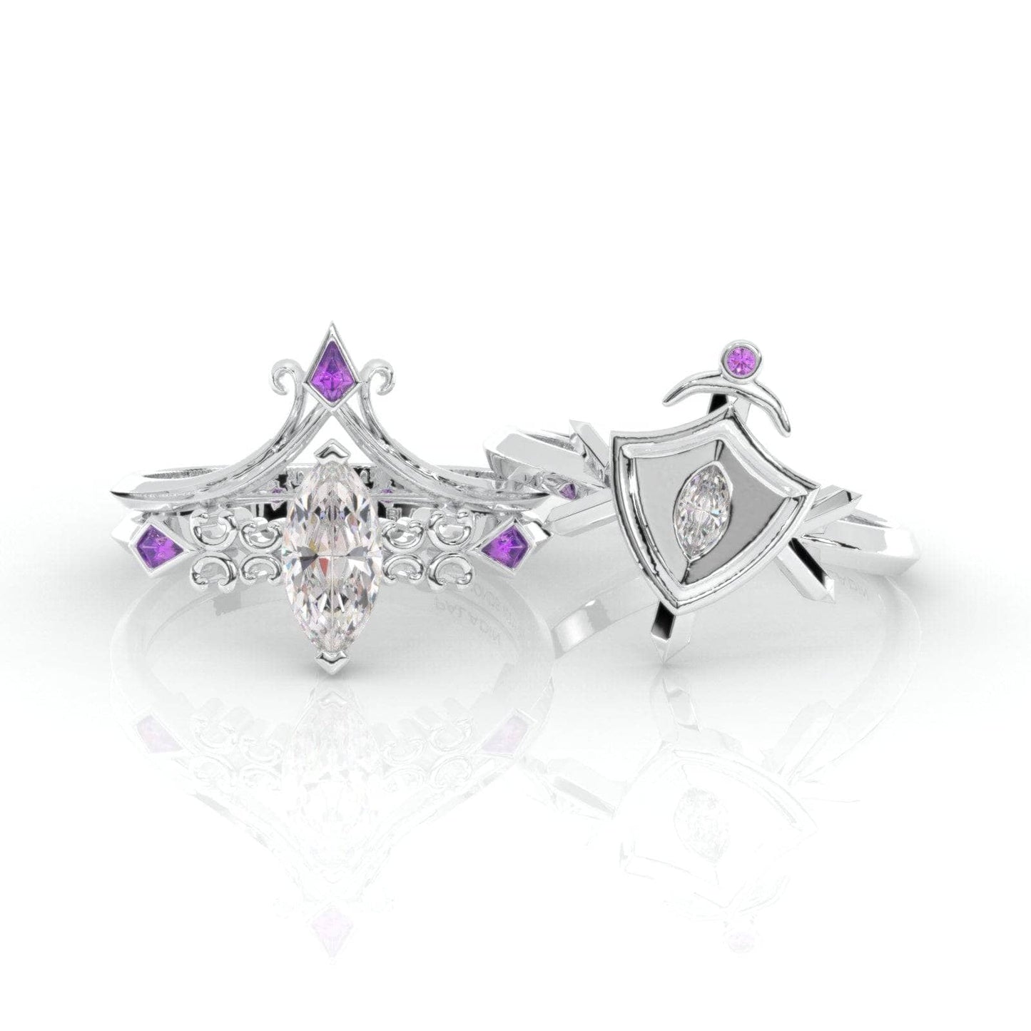 Paladin's 2-piece Ring Set (Women)- 14k Yellow Gold Video Game Inspired Rings