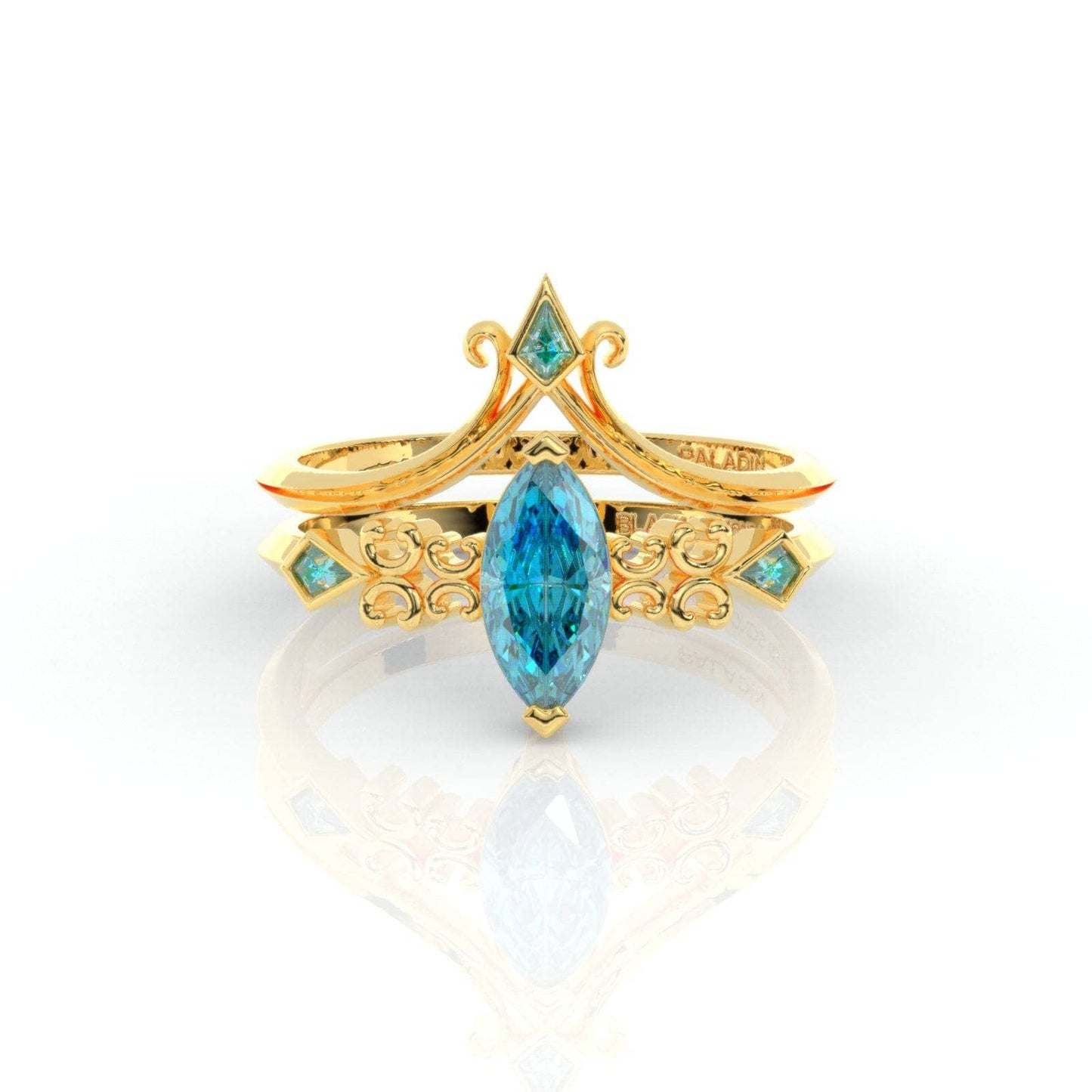 Paladin's 2-piece Ring Set (Women)- 14k Yellow Gold Video Game Inspired Rings