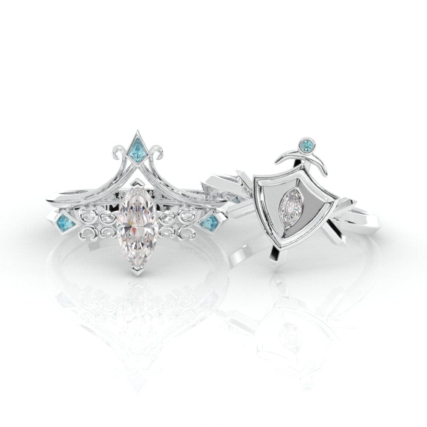 Paladin's 2-piece Ring Set (Women)- 14k Yellow Gold Video Game Inspired Rings