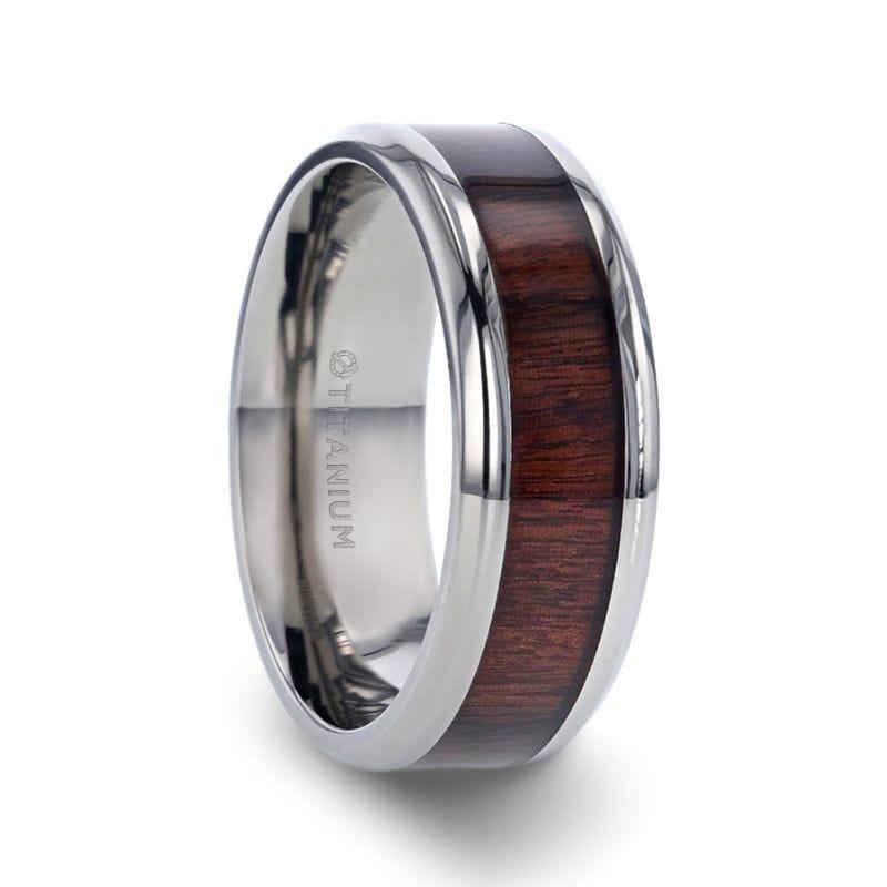TALI Beveled Titanium Ring with Rosewood Inlay - 8mm 8mm
