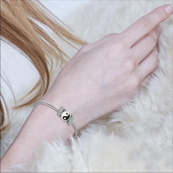 Yin Yang Symbol with Celtic Accented Silver Bead TBD365