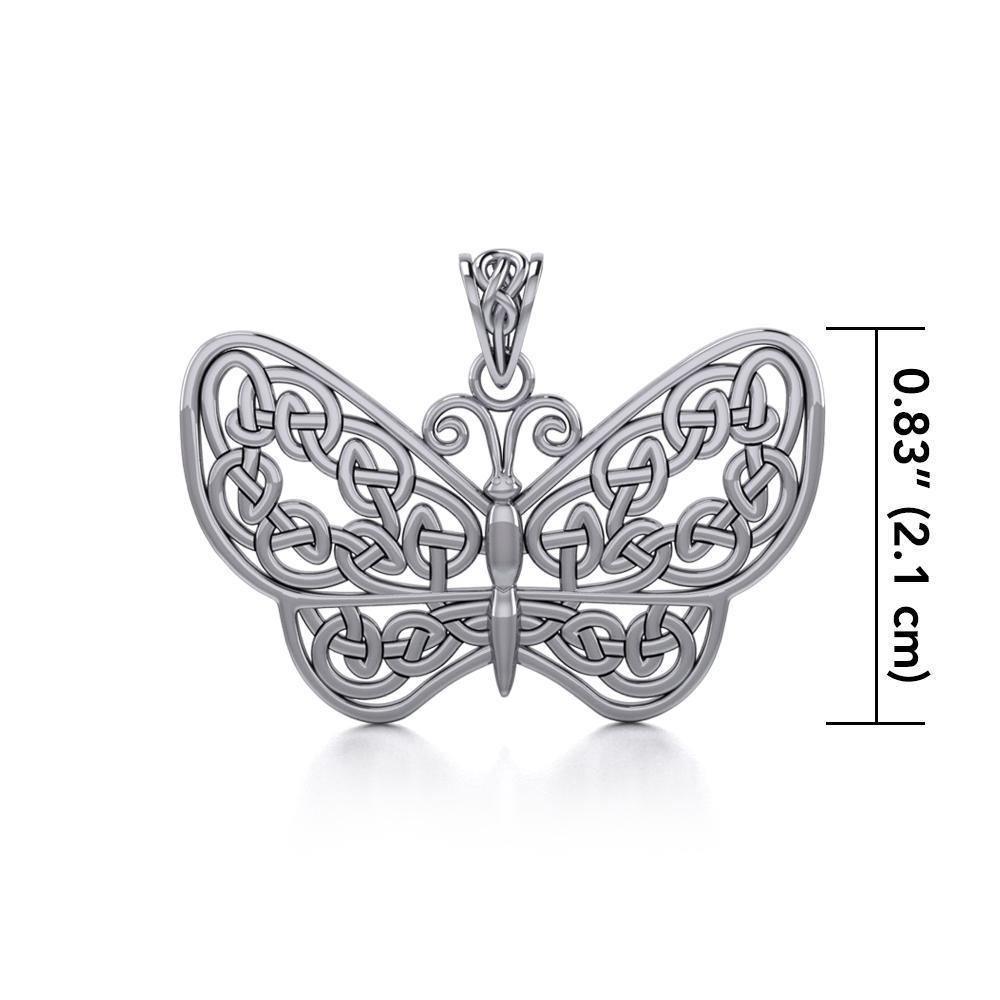 Your wings are ready to fly! ~ Celtic Knotwork Butterfly Sterling Silver Pendant TPD4119