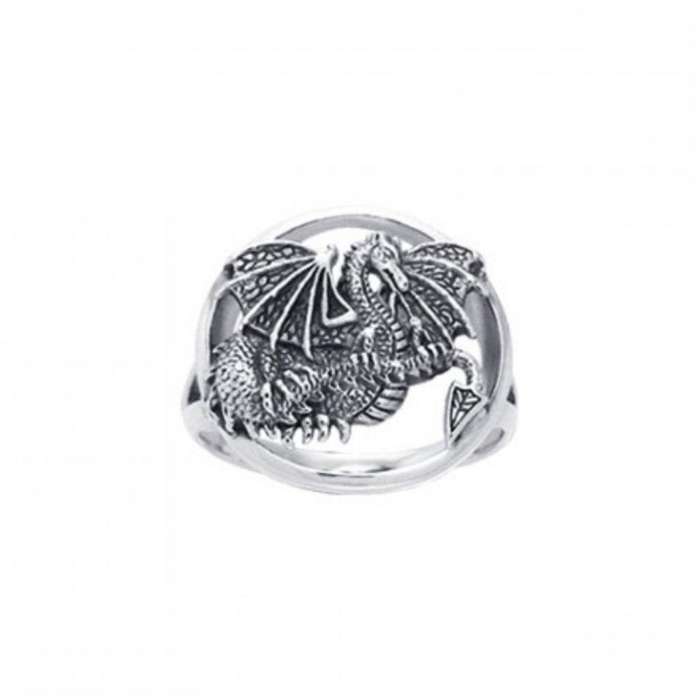 Winged Dragon Sterling Silver Ring by Courtney Davis TRI539