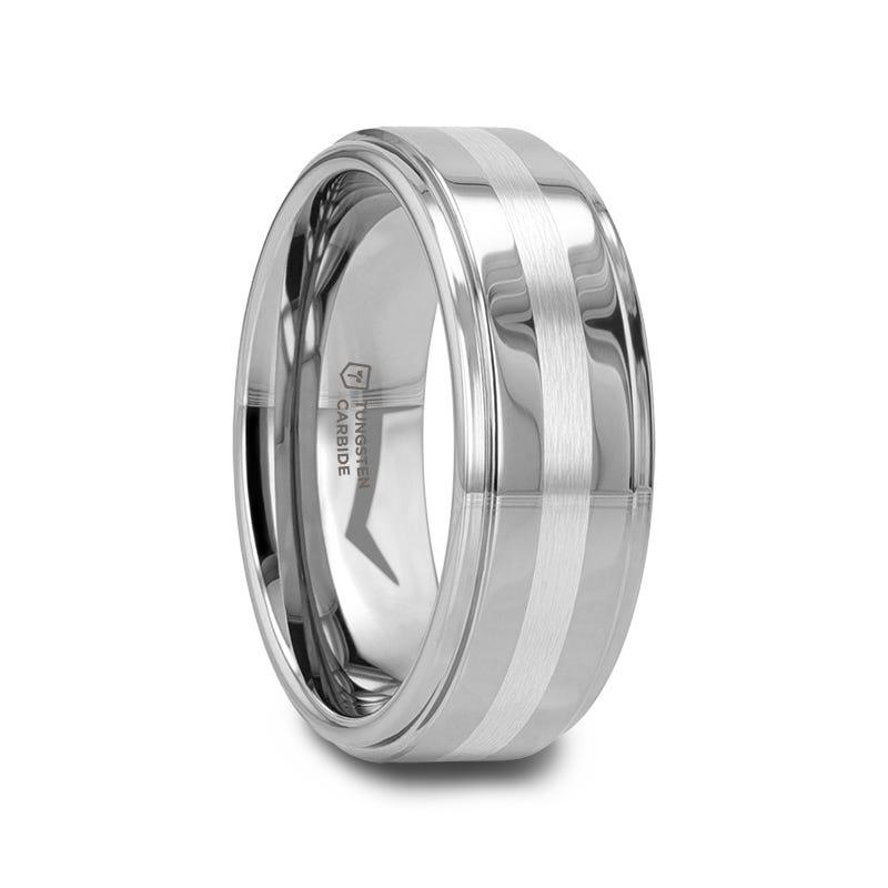 VALKYRIE Raised Center Tungsten Ring with Brushed Stripe – 6mm & 8mm 8mm