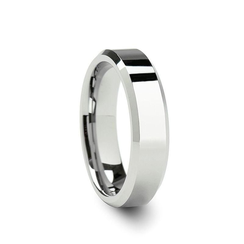 ROMA Women’s Beveled Tungsten Carbide Wedding Ring – 4mm & 6mm