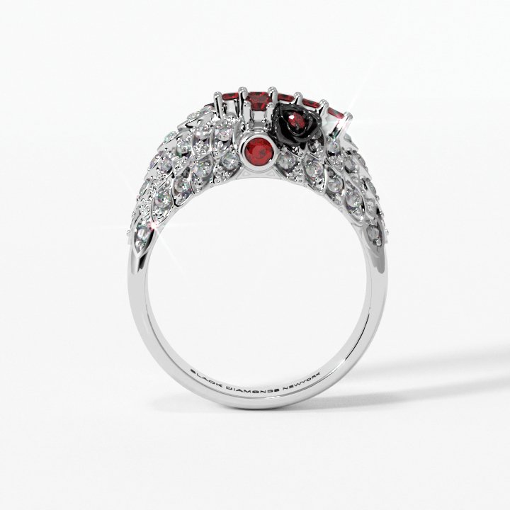 You're My Life- 14K Gold Skull, Cross Black Rose EVN™ and Diamond Gothic Promise Ring