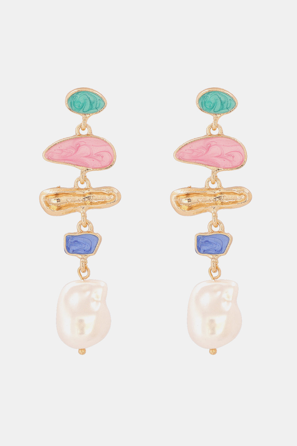 Abnormal Shape Zinc Alloy Synthetic Pearl Dangle Earrings Multicolor One Size