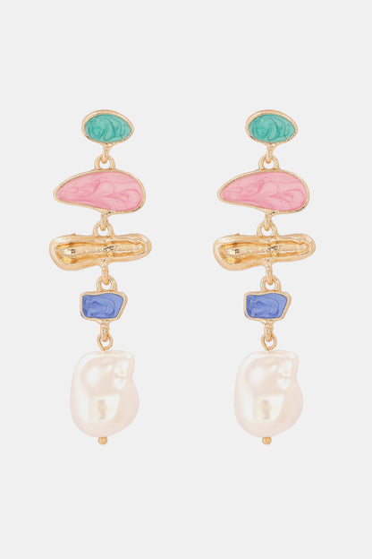 Abnormal Shape Zinc Alloy Synthetic Pearl Dangle Earrings Multicolor One Size