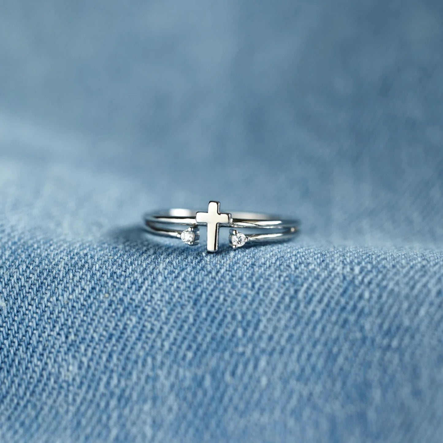 925 Sterling Silver Cross Ring Silver One Size
