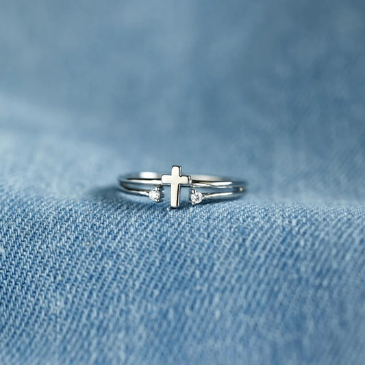 925 Sterling Silver Cross Ring Silver One Size