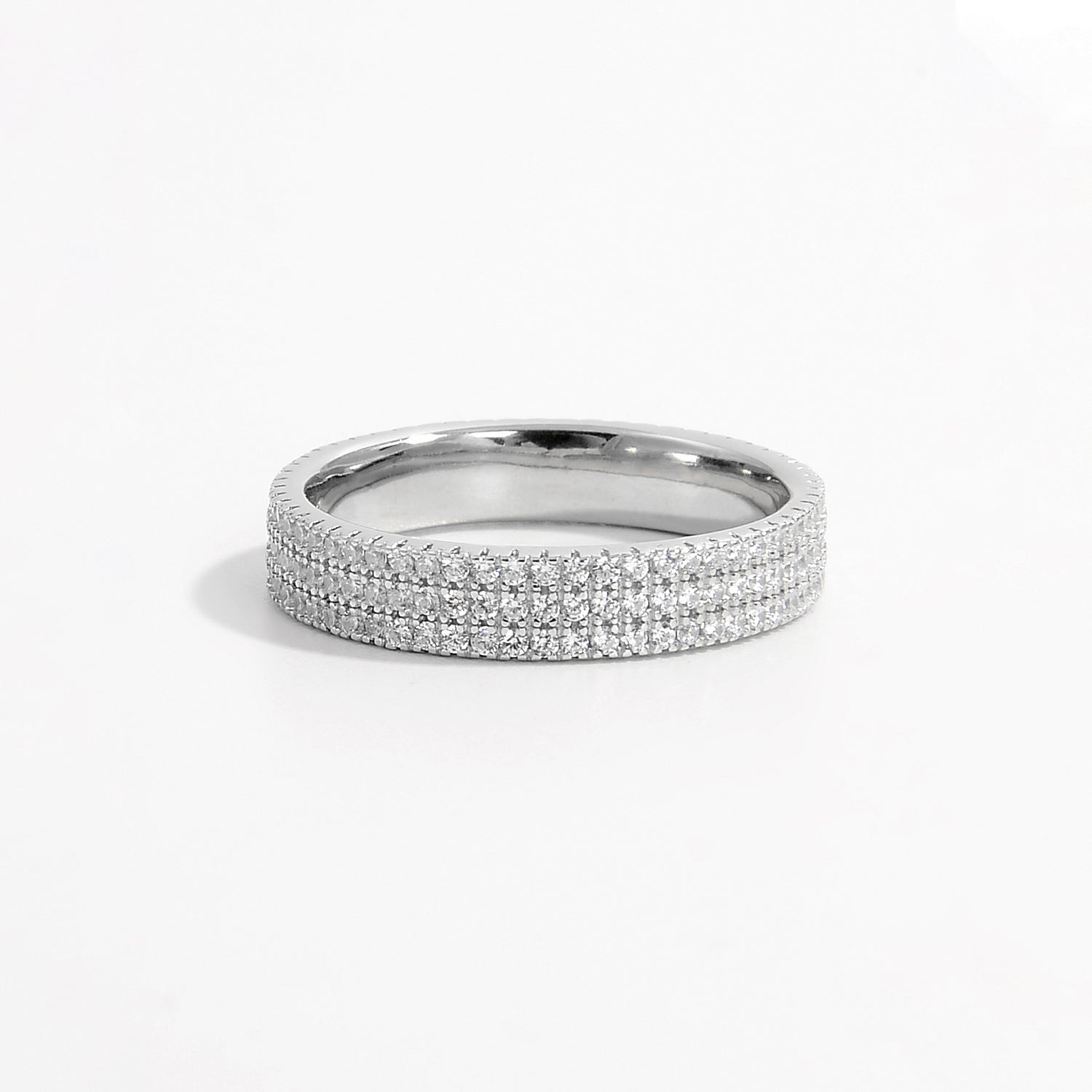 Inlaid Zircon 925 Sterling Silver Ring Silver