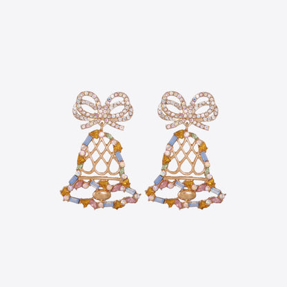 Rhinestone Alloy Christmas Bell Earrings Transparent One Size
