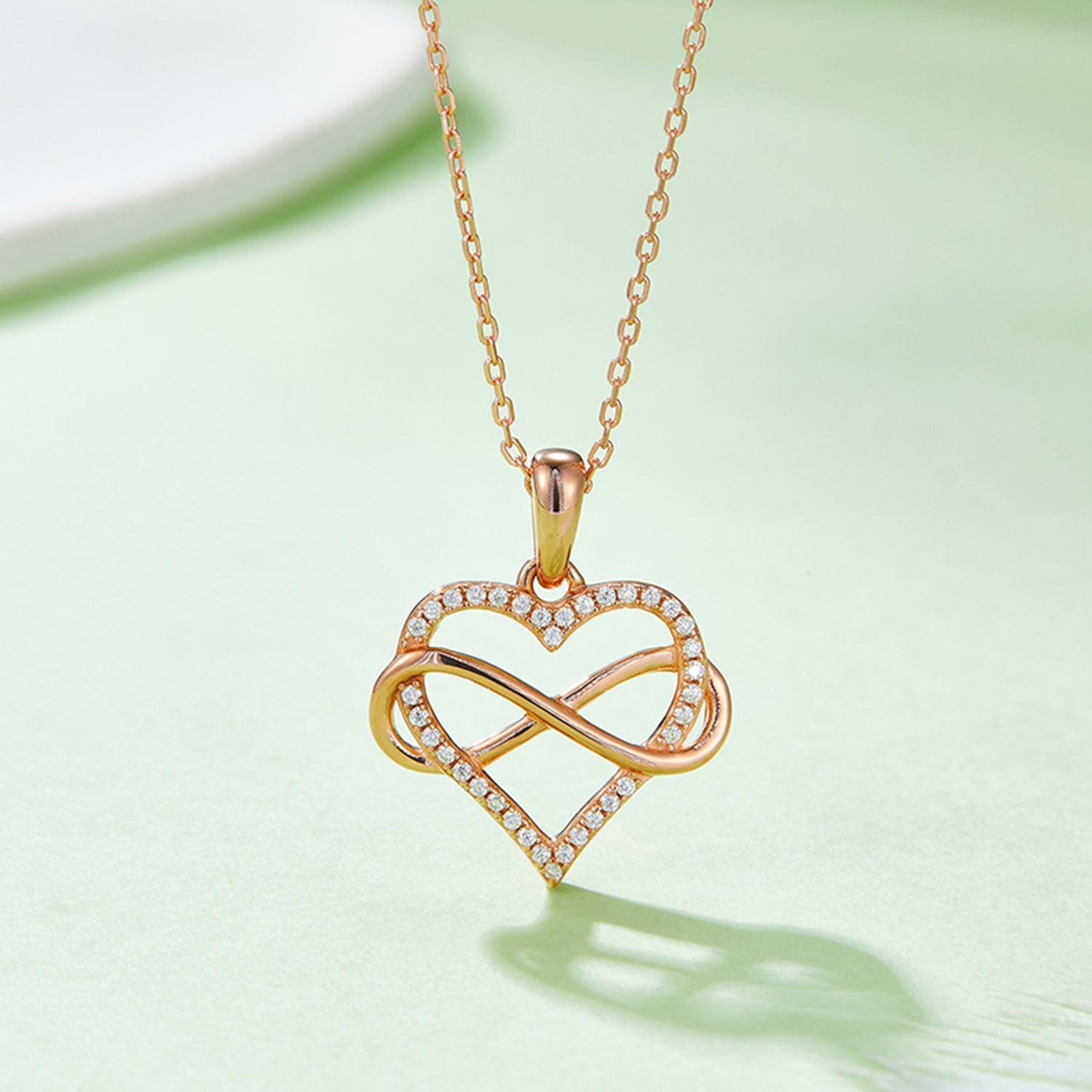 Moissanite 925 Sterling Silver Heart Shape Necklace Rose Gold One Size