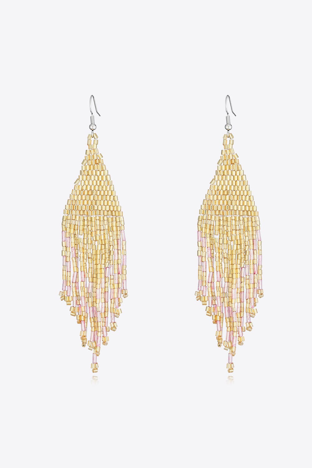 Beaded Dangle Earrings Light Yellow One Size