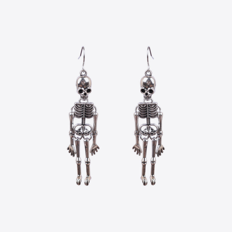 Skeleton Alloy Earrings Silver One Size