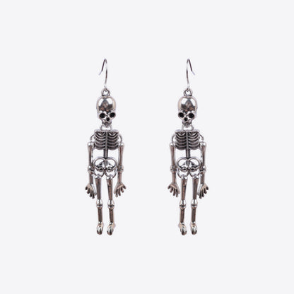 Skeleton Alloy Earrings Silver One Size