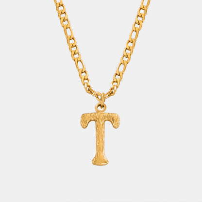 Titanium Steel Letter Pendant Necklace Style T One Size