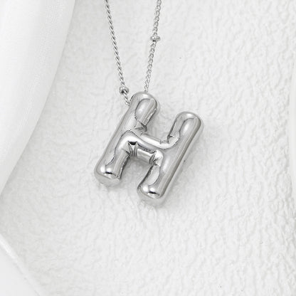 Copper Bubble Letter Pendant Necklace Style H One Size