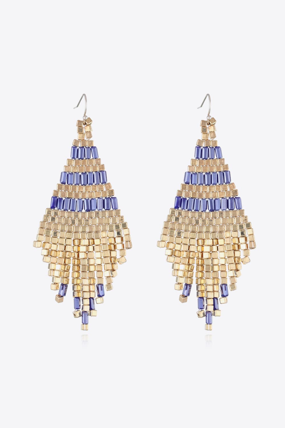 Beaded Dangle Earrings Dark Blue One Size