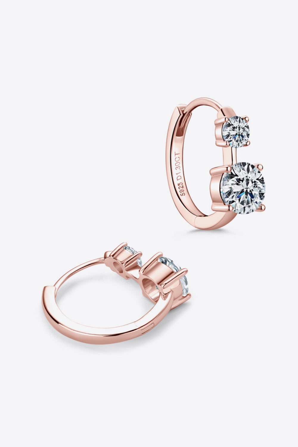 1.3 Carat Moissanite 925 Sterling Silver Earrings Rose Gold One Size