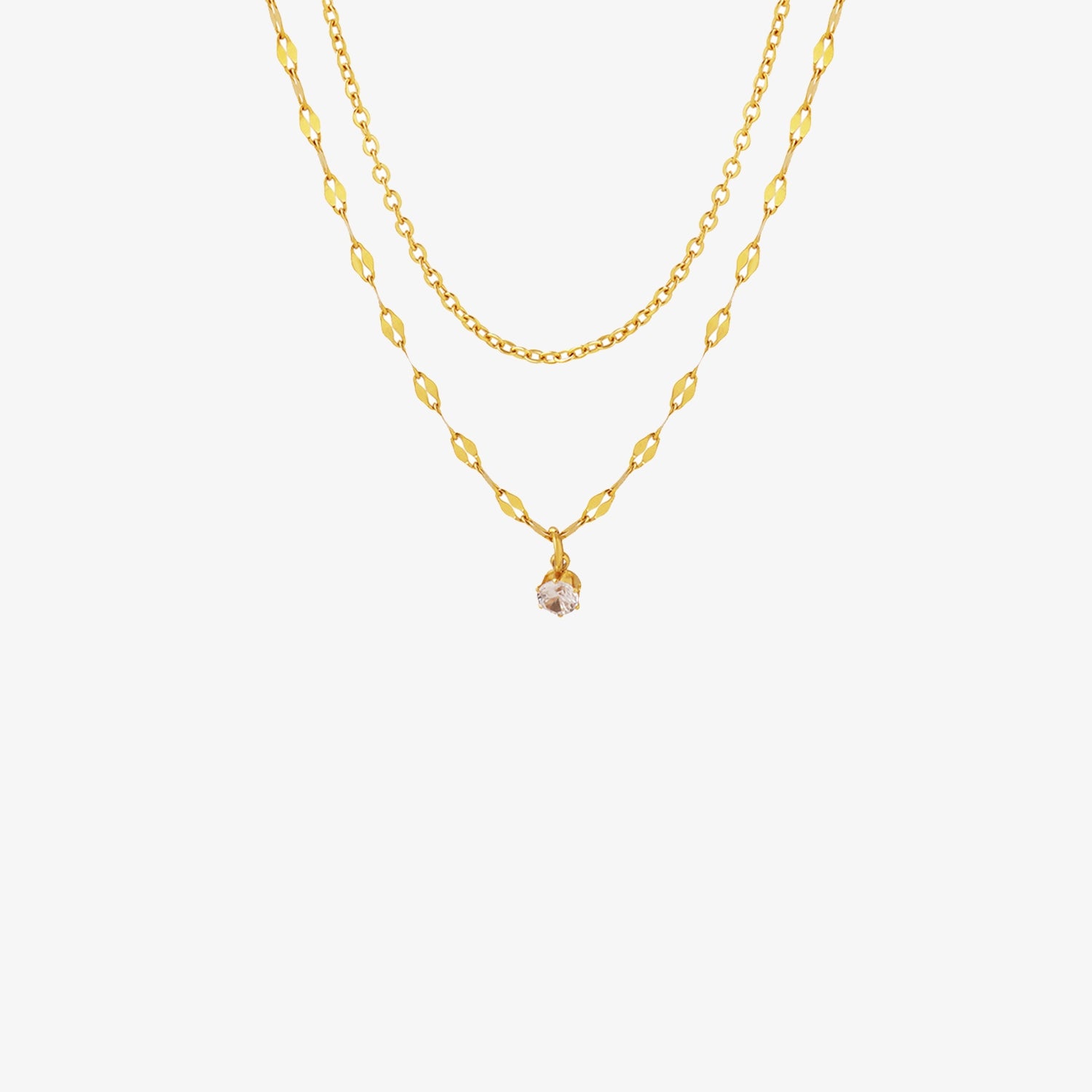 Titanium Steel Double-Layered Necklace Gold One Size