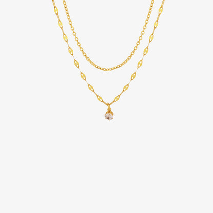 Titanium Steel Double-Layered Necklace Gold One Size
