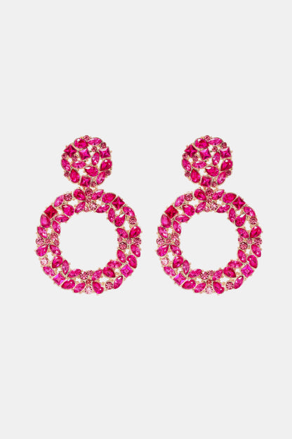 Round Shape Acrylic Dangle Earrings Hot Pink One Size