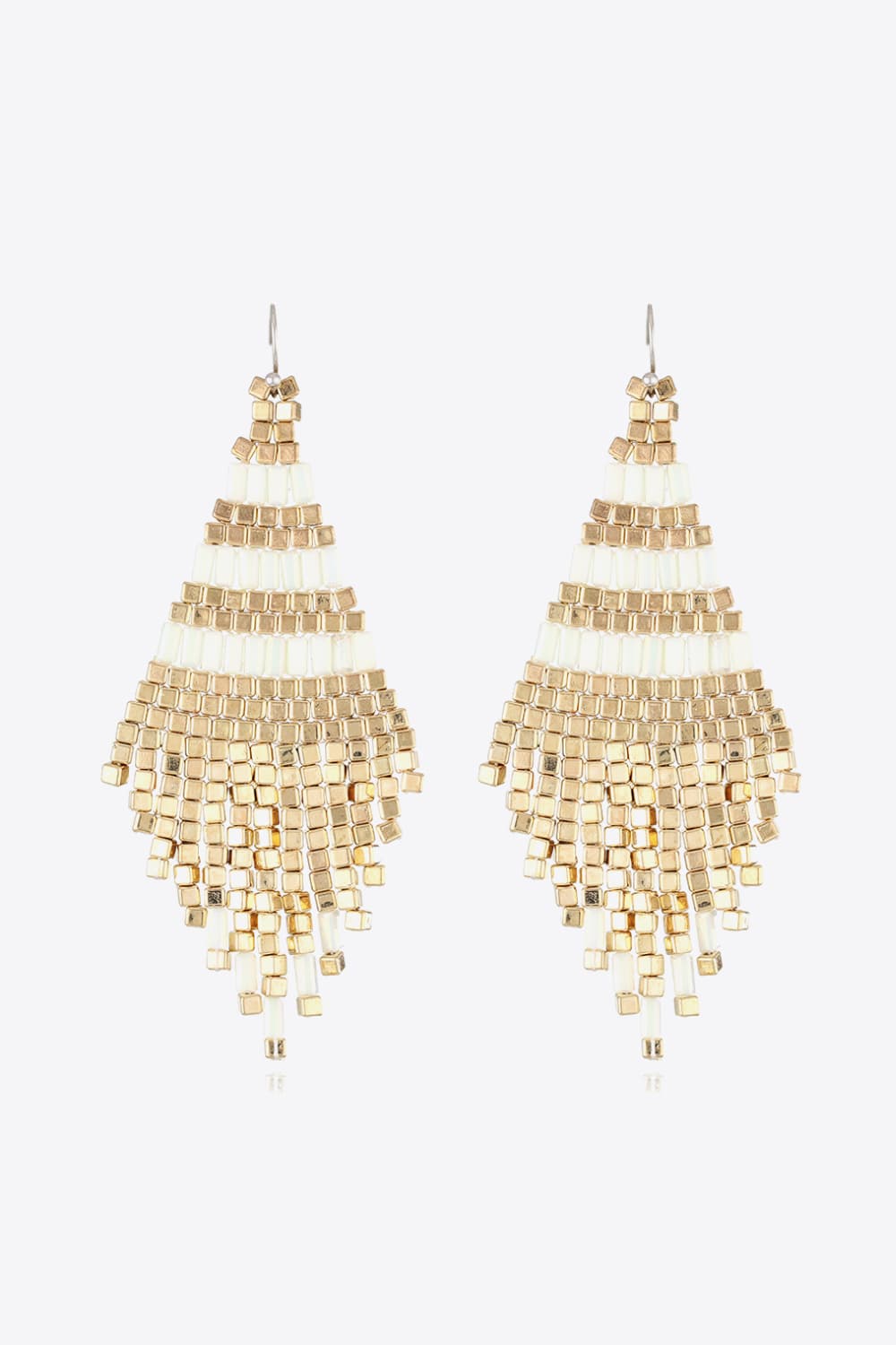 Beaded Dangle Earrings White One Size