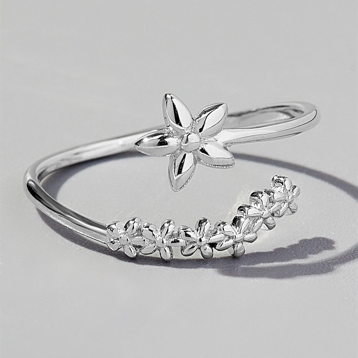 925 Sterling Silver Flower Ring Silver