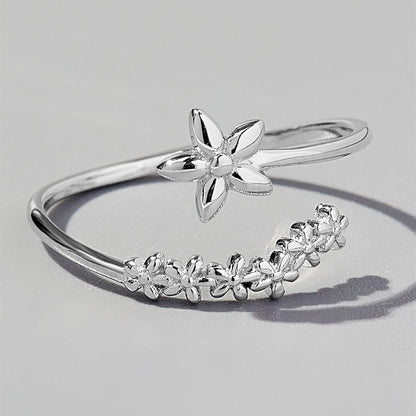 925 Sterling Silver Flower Ring Silver