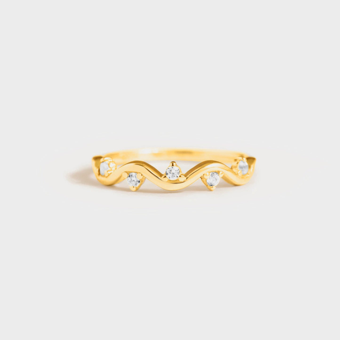 925 Sterling Silver Inlaid Zircon Ring Gold