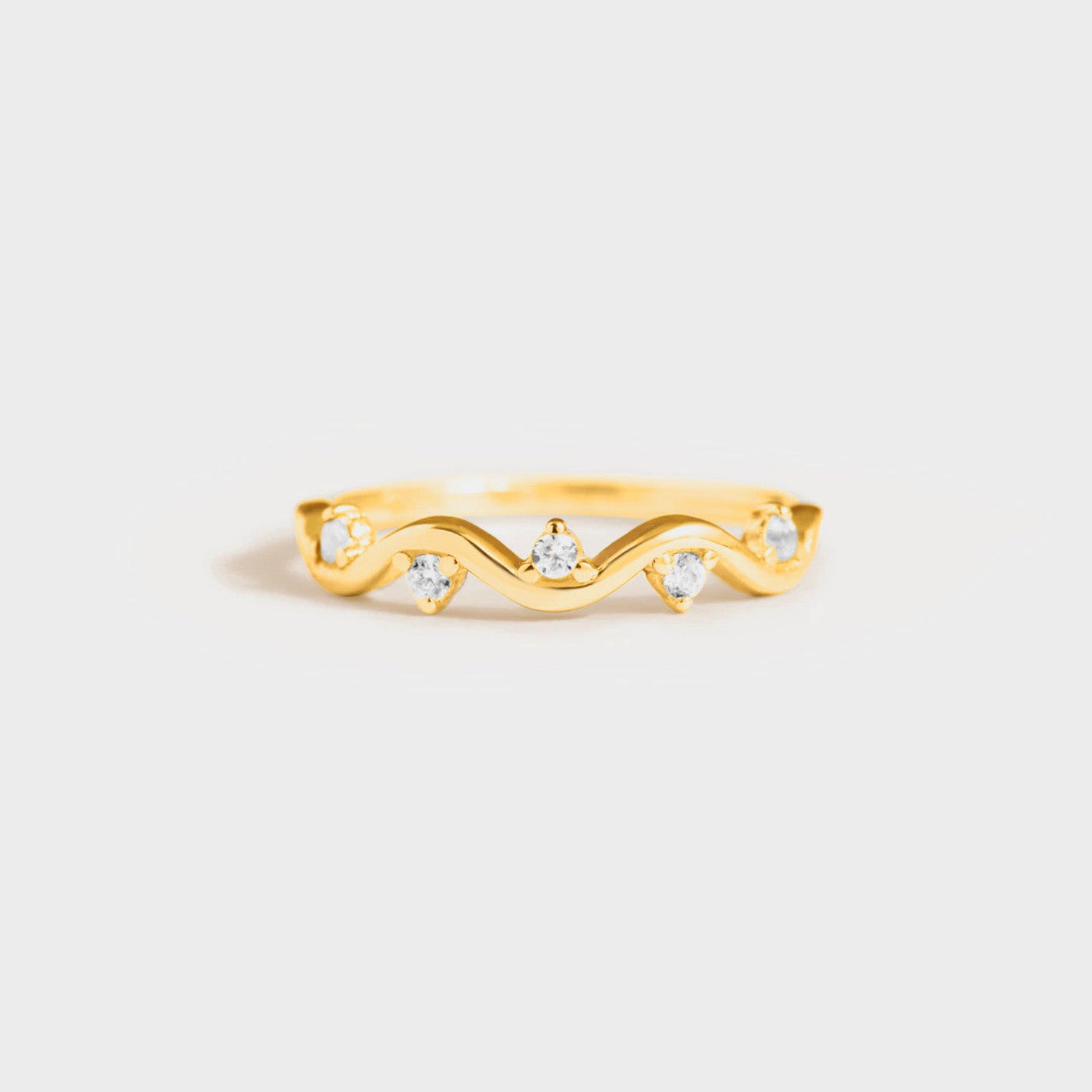 925 Sterling Silver Inlaid Zircon Ring Gold