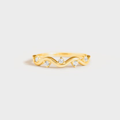 925 Sterling Silver Inlaid Zircon Ring Gold