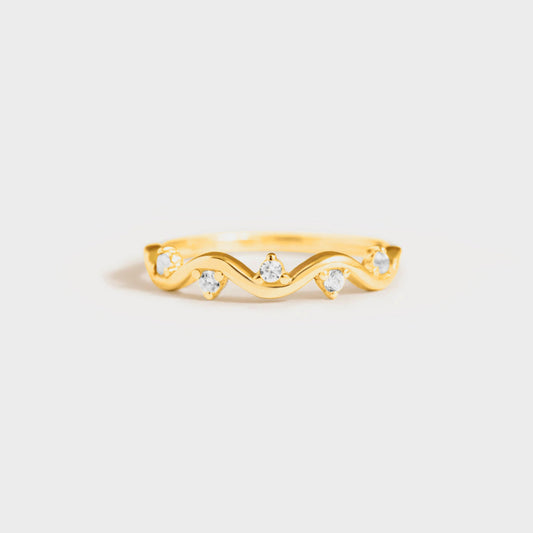 925 Sterling Silver Inlaid Zircon Ring Gold