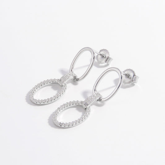 Zircon 925 Sterling Silver Dangle Earrings Silver One Size